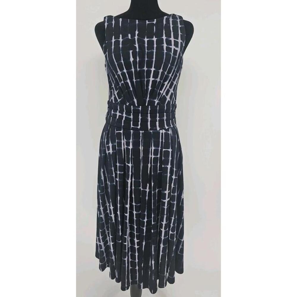 Donna Karan Gathered Dress Small Navy‎ And Purple Quiet Luxury Workwear
